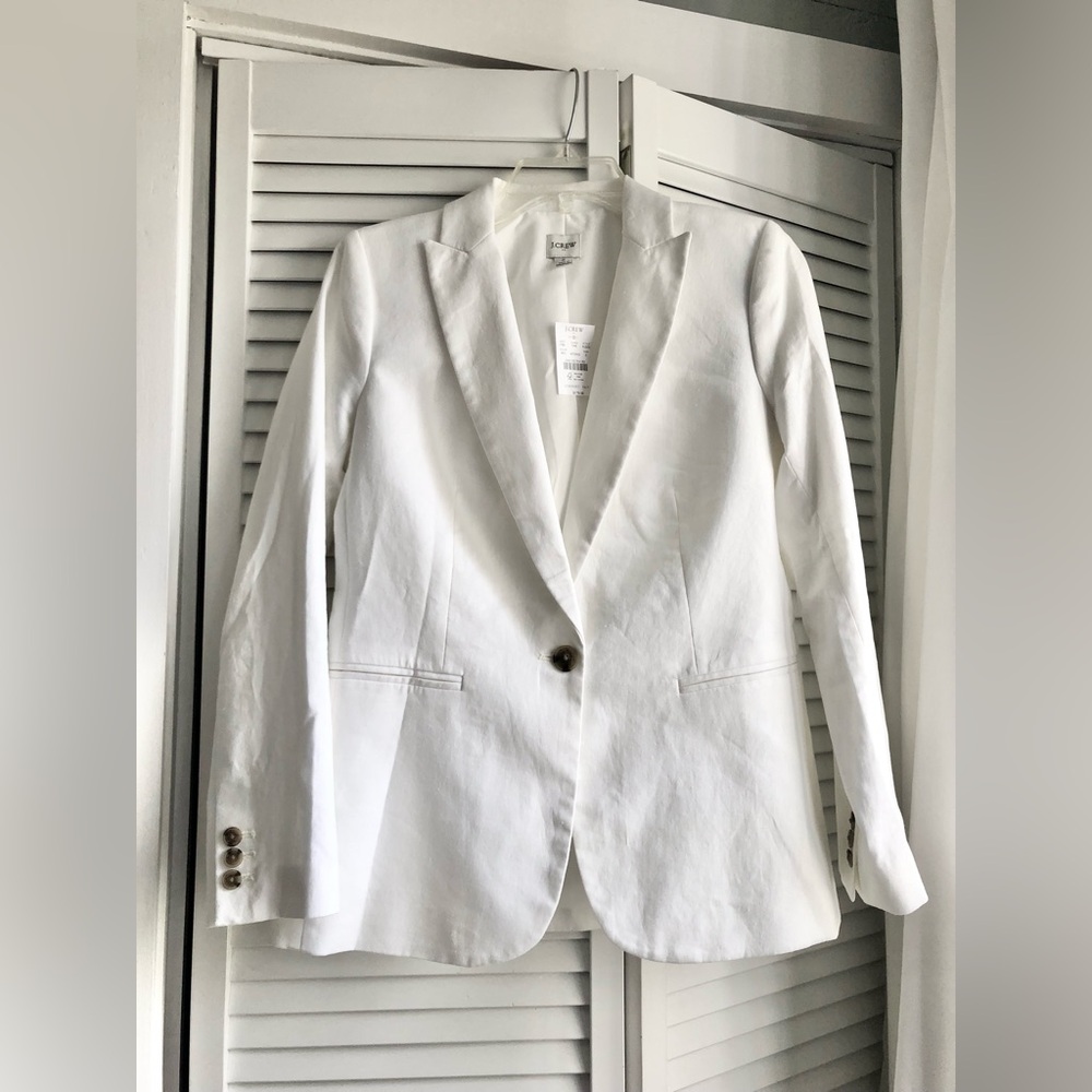J. Crew White Linen Blend Blazer